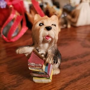 Yorkie with books figurine